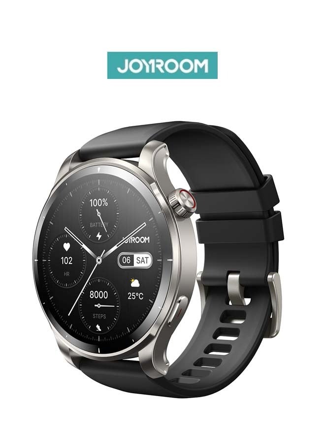 300 mAh 300 mAh JR-FV1 Smart Watch Can Make And Receive Calls 1.43-Inch HD Screen Bluetooth Connection Fitness Monitoring For Men And Women Compatible With Apple And Android Metal Silicone Strap Space Grey