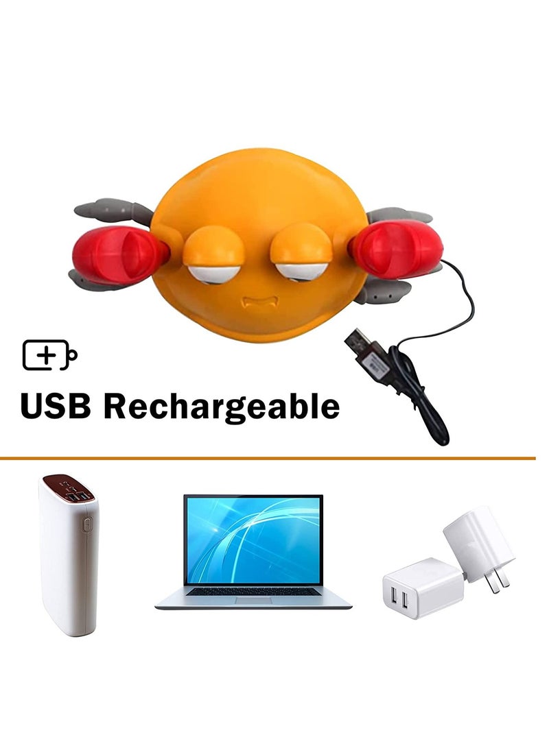 Crawling Crab Baby Toy with Music and LED Light Up for Kids, Toddler Interactive Learning Development Toy with Automatically Avoid Obstacles, Build in Rechargeable Battery (Orange)