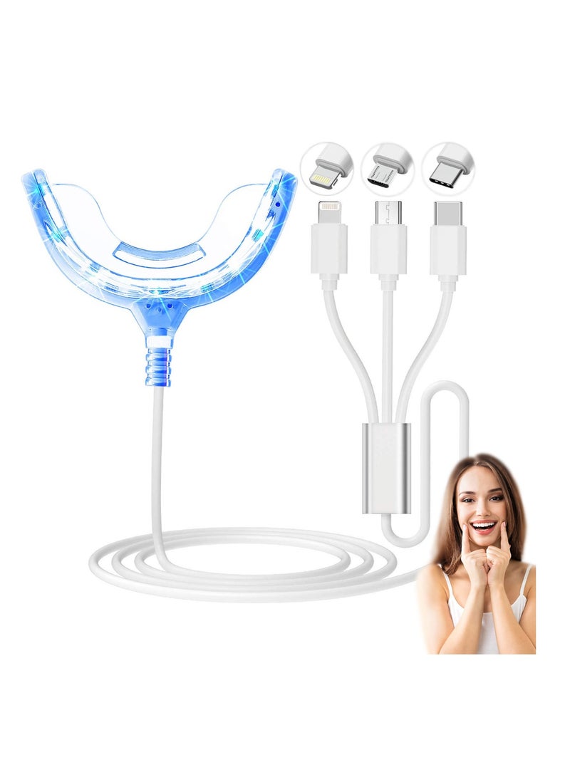 Teeth Whitening Light, PHOEBE New Upgrade 16 LED Teeth Whitening Accelerator Light Mouth Tray Teeth Whitening Enhancer Light Trays Connected with iPhone/Android/Type-C for Home Use