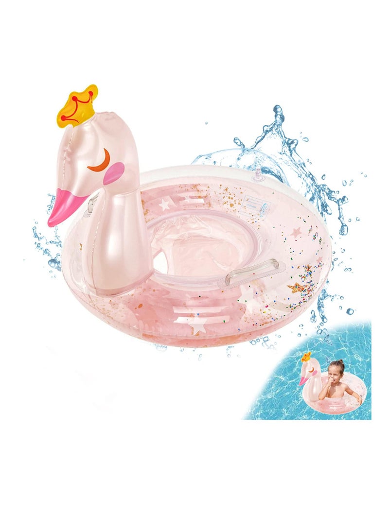 Baby Swimming Float for Kids, Inflatable Pool Float Swimming Ring with Safety Seat and Handle Swan Fun Water Toy Accessories for Age 1-4 Year Old Baby Boys Girls Summer