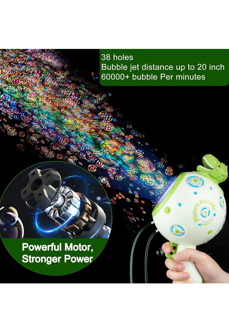 Auto Bubble Machine Rechargeable Dinosaur Bubble Machine with 17oz Bubble Solution,LED Light Leak-Proof Design,Automatic Bubble Maker Summer Toys for Kids Adults Outdoor Birthday Wedding Party