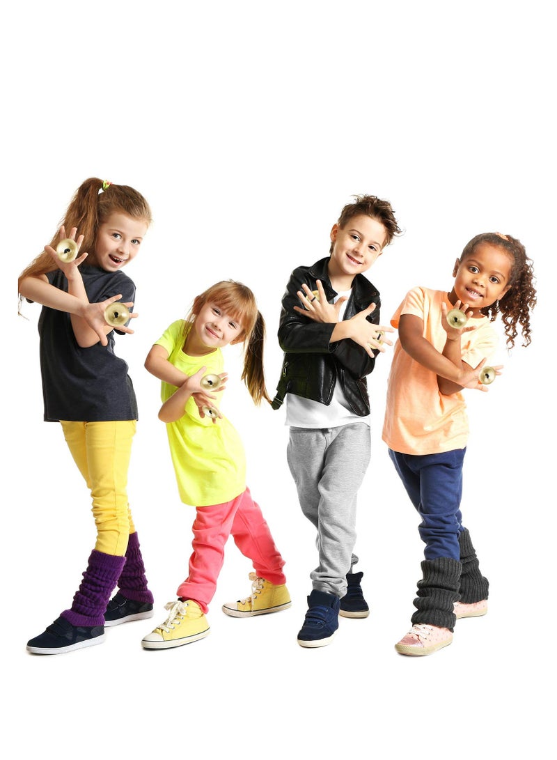 6 Pieces Finger Cymbals Belly Dancing Accessories Finger Dance Finger Zills Dance Finger Musical Instrument Sturdy Brass Finger Cymbals for Adults Kids for Dancer Party Brass Gold