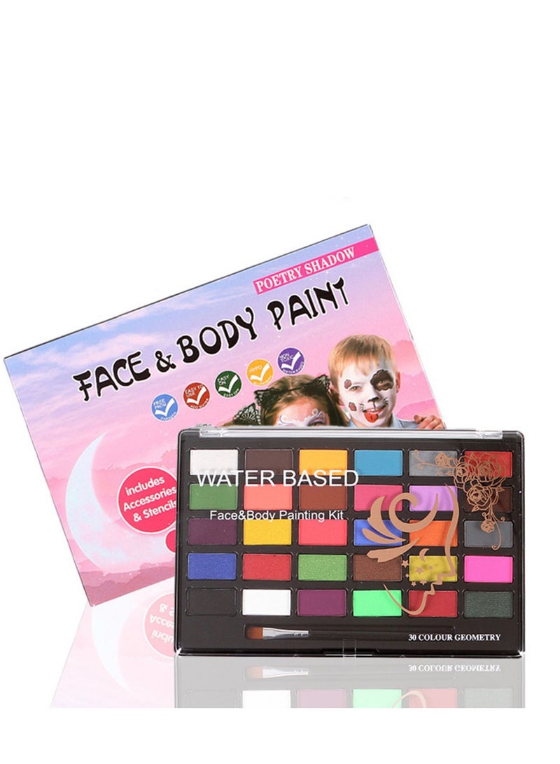 Face Body Painting Kit Oil Based Face Paint Kit Face Painting Makeup Palette Professional Face and Body Paint 30 Colors for Art Theater Halloween Parties and Cosplay