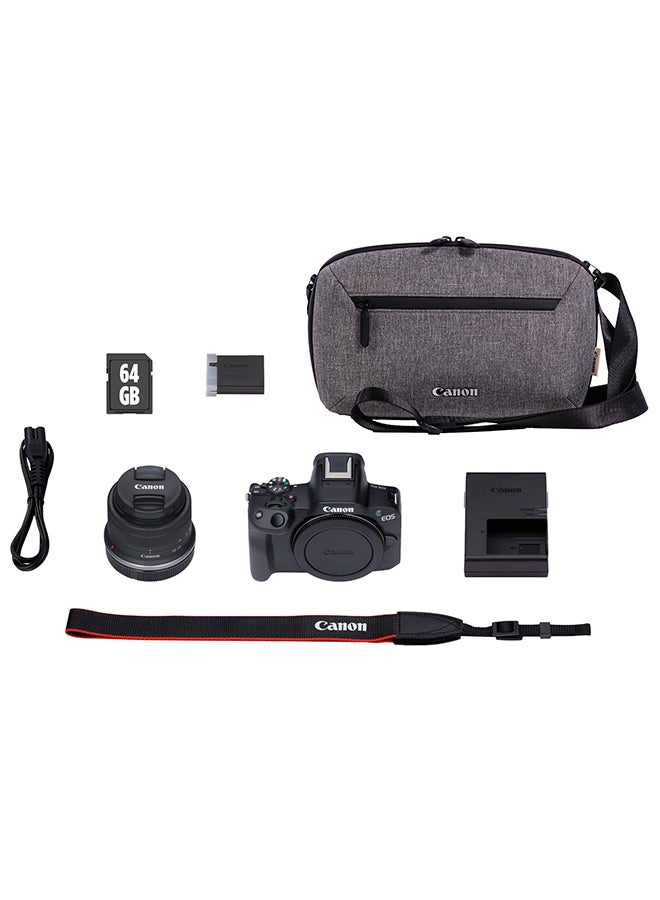 EOS R50 Mirrorless Camera, Black With RF-S 18-45Mm F4.5-6.3 IS STM Lens Including Backpack And SD Card Online Exclusive Kit