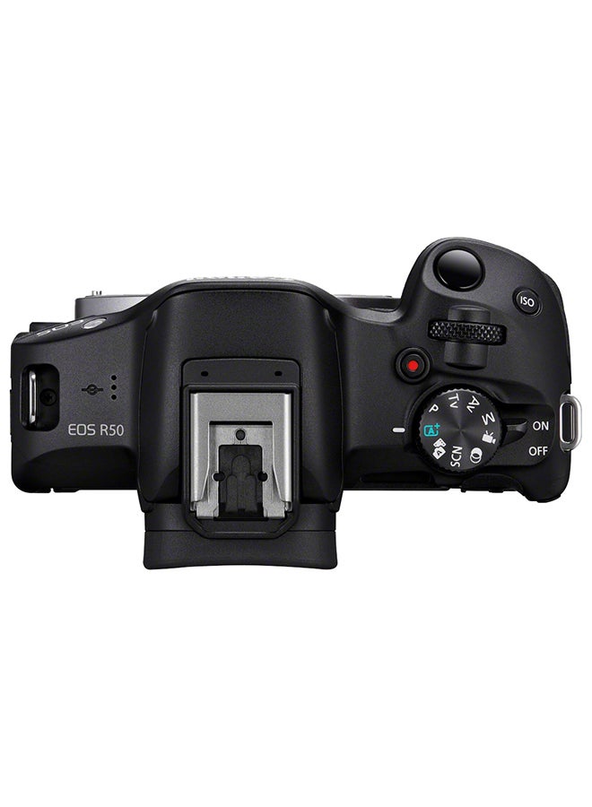 EOS R50 Mirrorless Camera, Black With RF-S 18-45Mm F4.5-6.3 IS STM Lens Including Backpack And SD Card Online Exclusive Kit