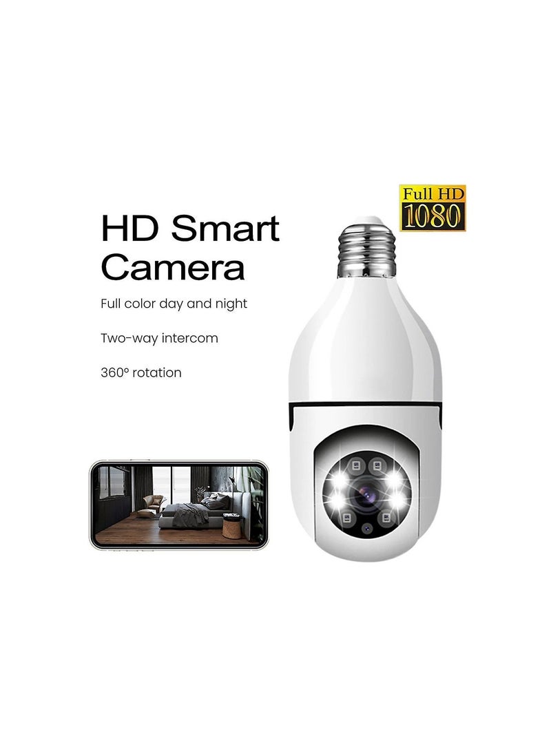 Wireless WiFi Bulb Camera Security Camera 360° Panorama Full HD 1080P Home Camera with HD Night Vision Home Baby Monitor