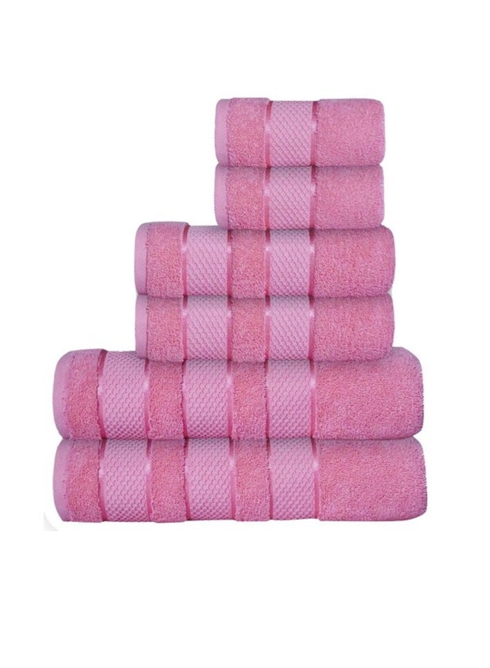 Safi Plus Luxury Hotel Quality 100% Turkish Genuine Cotton Towel Set, 2 Bath Towels 2 Hand Towels 2 Washcloths Super Soft Absorbent Towels for Bathroom & Kitchen Shower - Pink