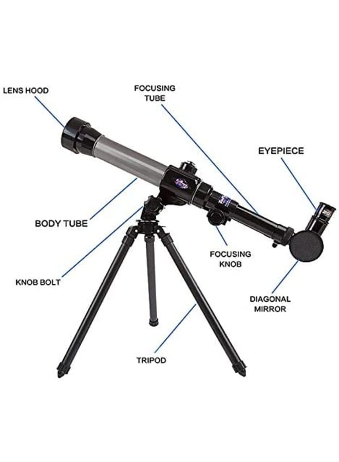 Kids Telescope Educational Science Toy Telescope For Beginners Astronomy Telescope With Tripod 20X 40X Magnification Eyepieces Color : Black