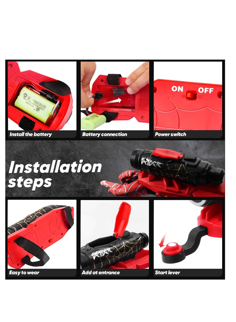 Gel Ball Blaster Web Shooter, Wrist Spider Web Shooters Blaster Toy with water Beads and Spider Glove, Spider Splatter Ball Toys for Kids Outdoor Play