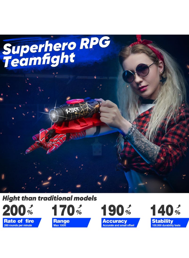 Gel Ball Blaster Web Shooter, Wrist Spider Web Shooters Blaster Toy with water Beads and Spider Glove, Spider Splatter Ball Toys for Kids Outdoor Play