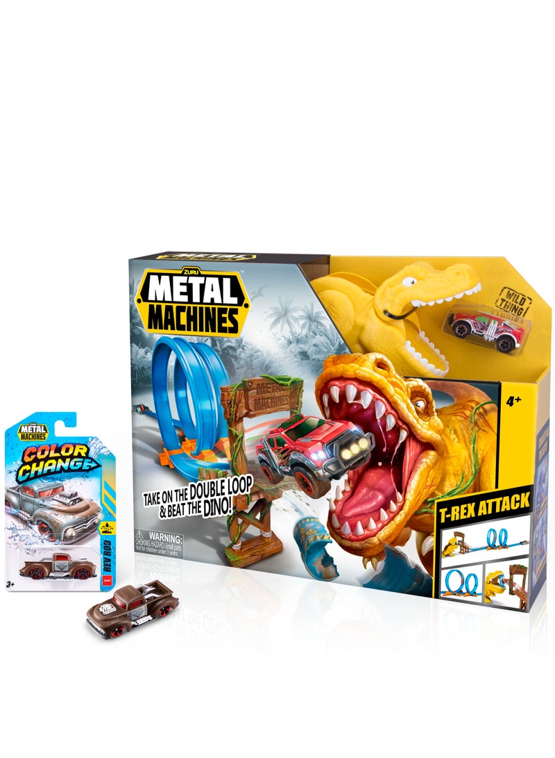 METAL MACHINES T-REX Attack Trackset / With Color Change Car 1/64-1pc (car Color/Style May Vary