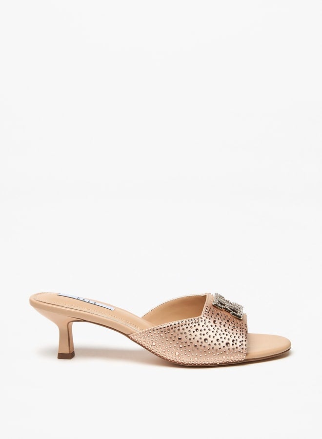 Women's Embellished Slip-On Sandals with Kitten Heels