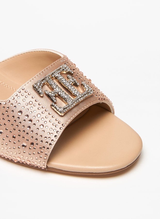 Women's Embellished Slip-On Sandals with Kitten Heels