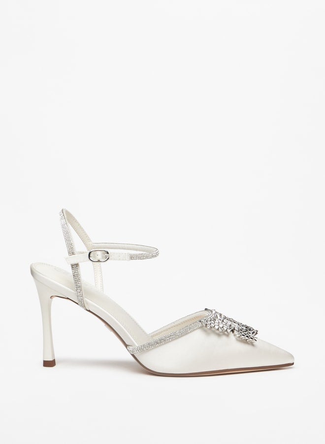 Women's Embellished Pumps with Stiletto Heels and Buckle Closure
