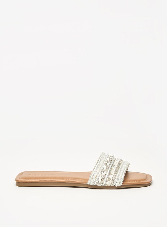 Women's Embellished Open Toe Slip-On Sandals