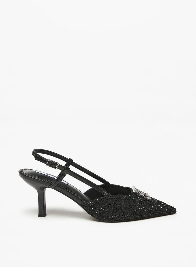 Women's Logo Detail D'Orsay with Buckle Closure and Stiletto Heels