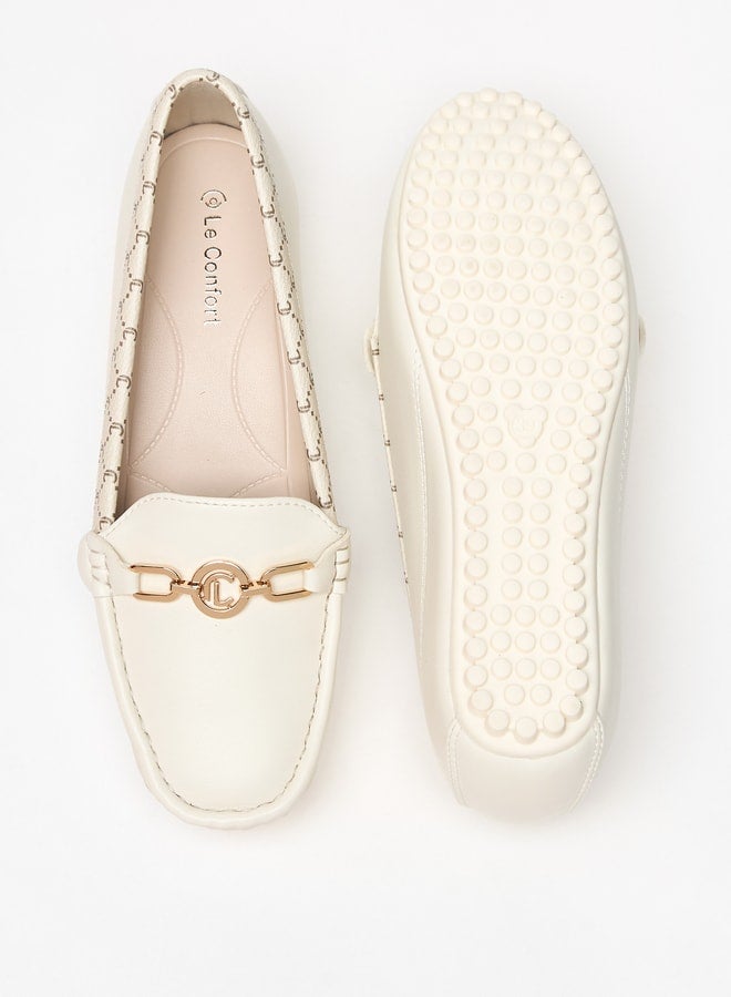 Women's Metal Accent Slip-On Loafers with Wedge Heels