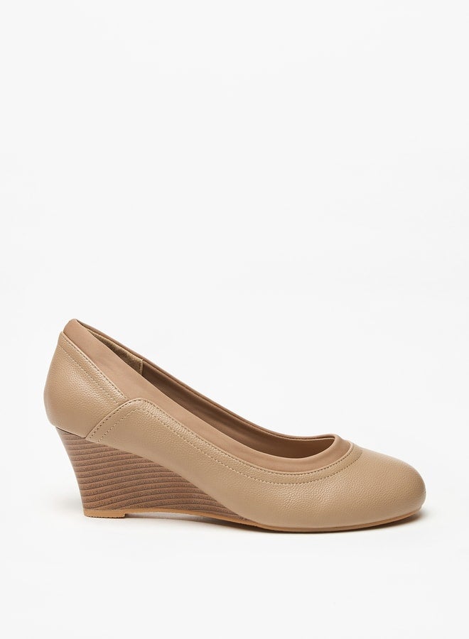Women's Textured Slip-On Ballerina Shoes with Wedge Heels