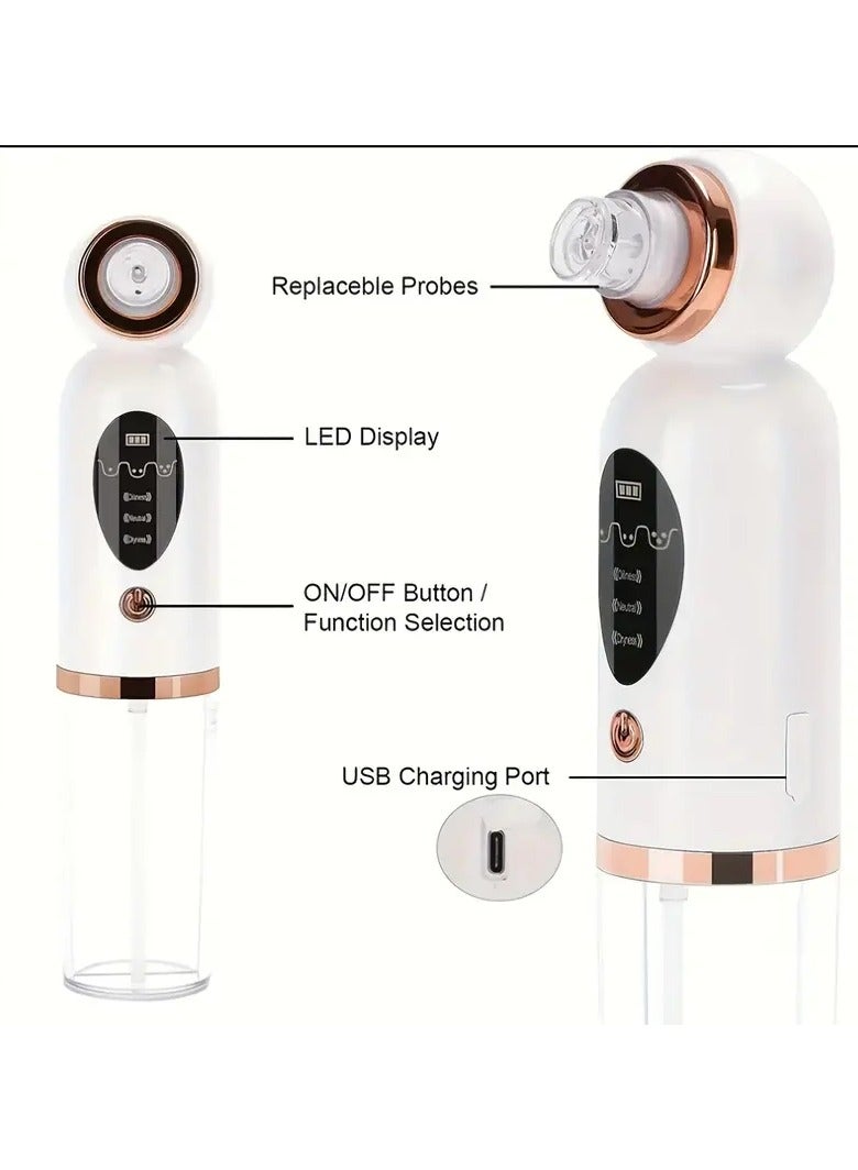 USB Rechargeable Electric Bubble Blackhead Remover - Water Cycle Pore Acne Pimple Removal Vacuum Suction Facial Cleaner Tool