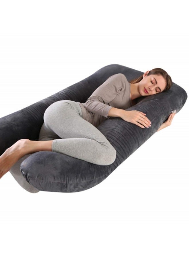 Pregnancy Pillow, U Shaped Full Body Pillow, Maternity Pillow Support for Back, Legs, Neck, Hips,Black