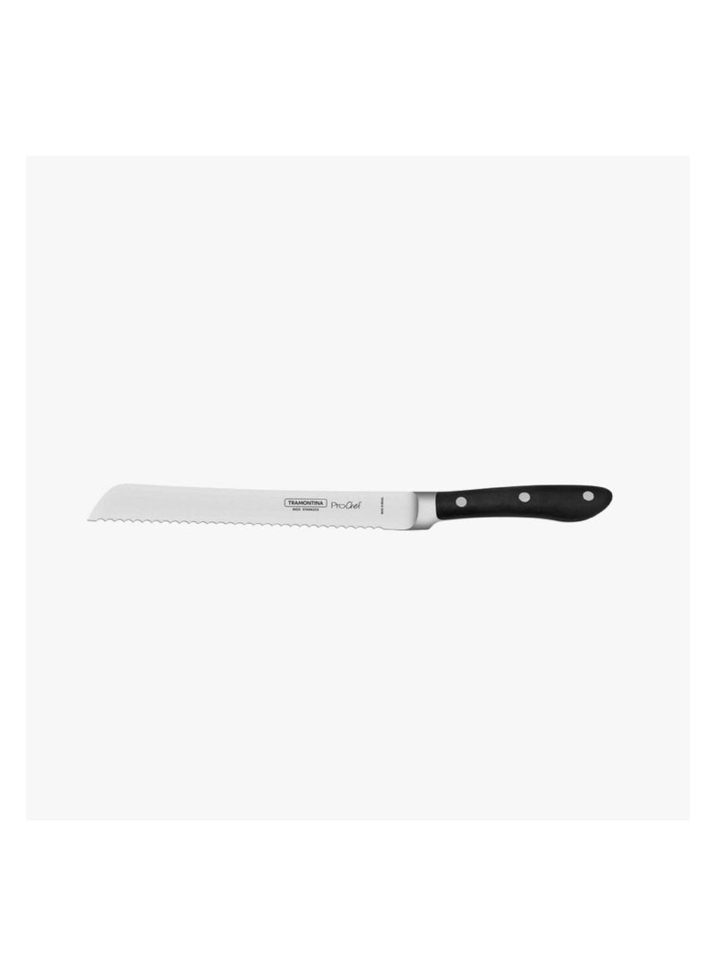 Tramontina Prochef 8 Inches Bread Knife with Stainless Steel Blade and Black Polycarbonate and Fiberglass Handle, Made Brazil