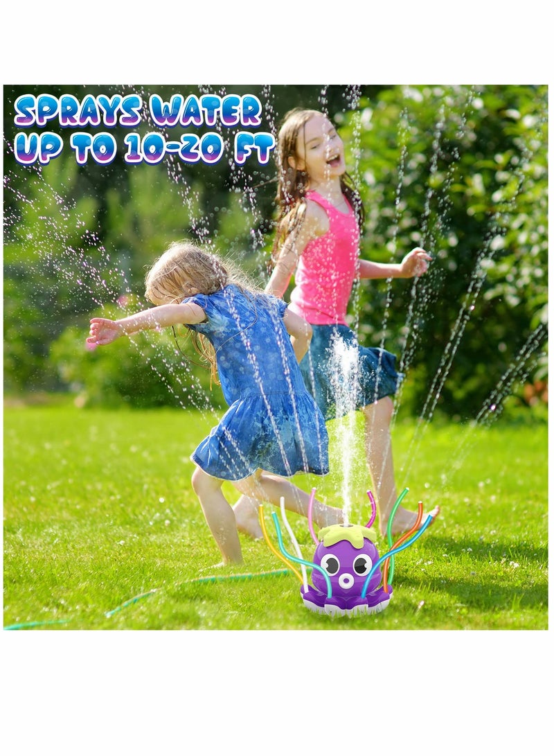 Outdoor Water Spray Sprinkler for Kids and Toddlers, Summer Outside Toys Backyard Games with 8 Wiggle Tubes, Attaches to Garden Hose Splashing Fun Toys for 3 4 5 6 7 8 Year Old Boys Girls Gift