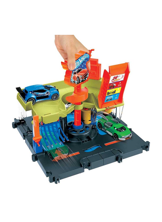 City Downtown Express Car Wash Playset With 1   Car, Connects To Other Playsets & Tracks, Gift For Kids Ages 4 To 8 Years Old