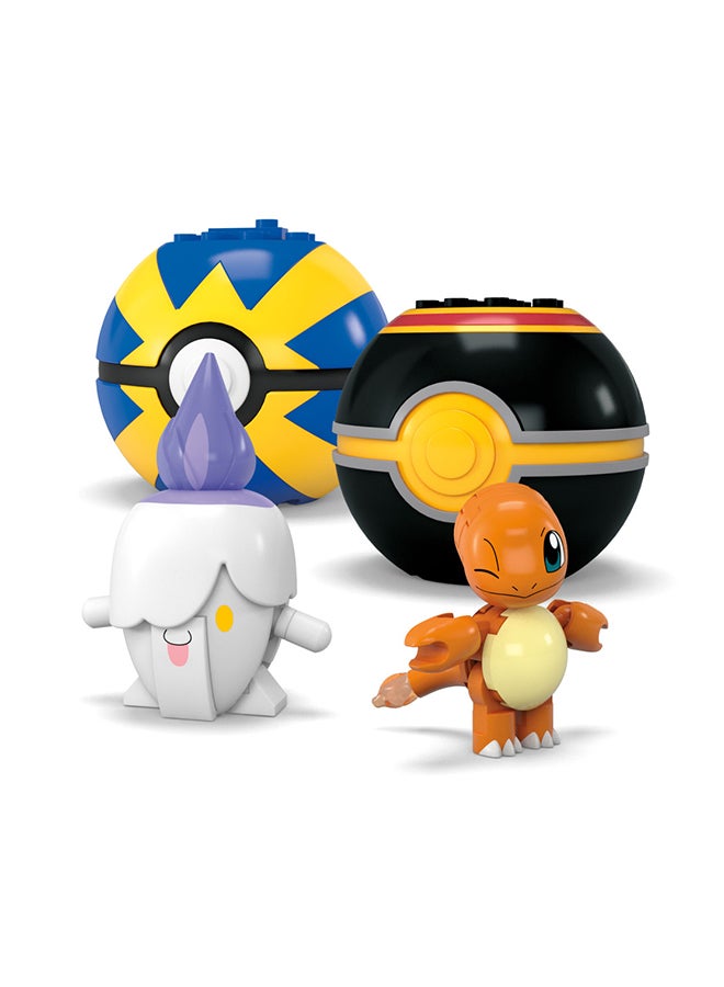 Pokémon Action Figure Building Toys, Fire-Type Trainer Team With 105 Pieces, Poseable Salandit Litwick Charmander Scorbunny, Gift Idea For Kids