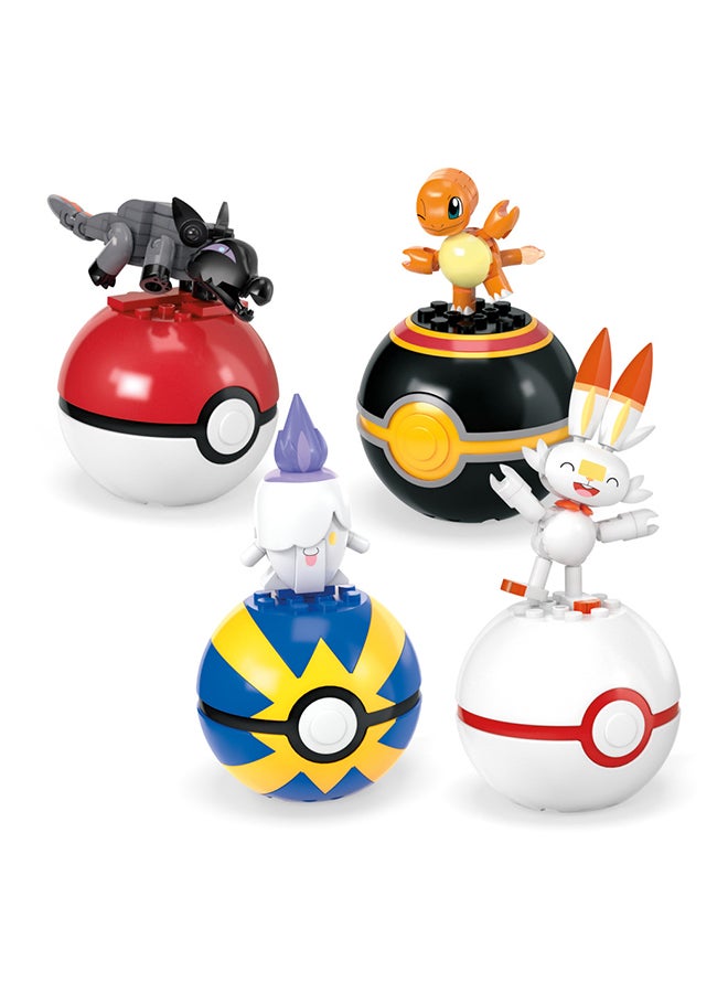 Pokémon Action Figure Building Toys, Fire-Type Trainer Team With 105 Pieces, Poseable Salandit Litwick Charmander Scorbunny, Gift Idea For Kids