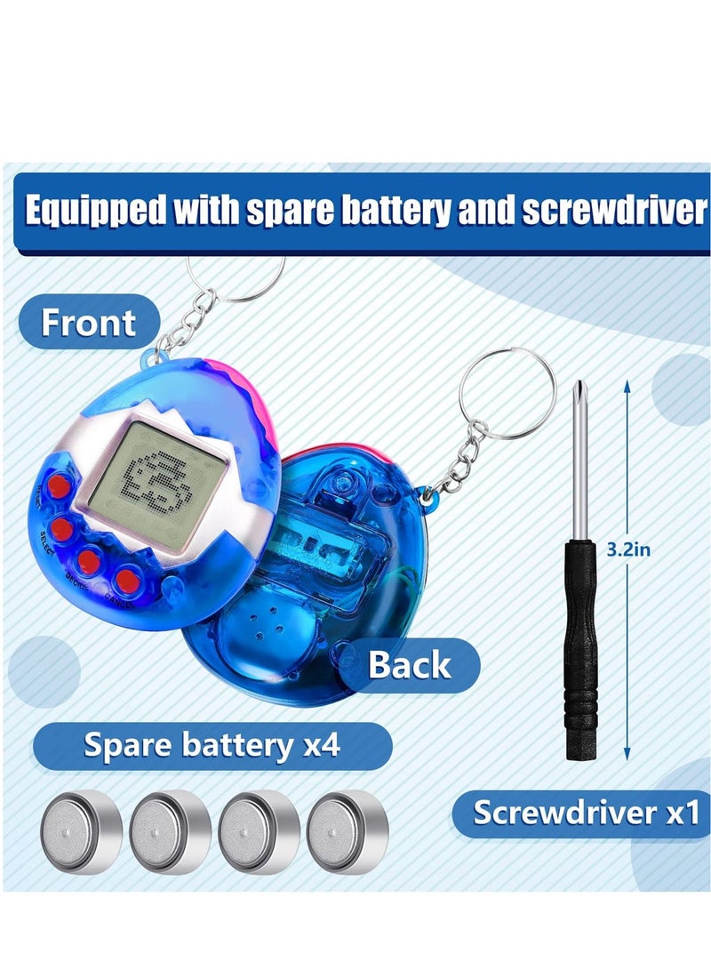 6 Pcs Virtual Pets Keychain Nostalgic Virtual Electronic Digital Pets Keychain Game Keyring Retro Handheld Game Machine Electronic Toys with 1 Piece Screwdriver 4.13 x 1.97 Inch 168 Pets