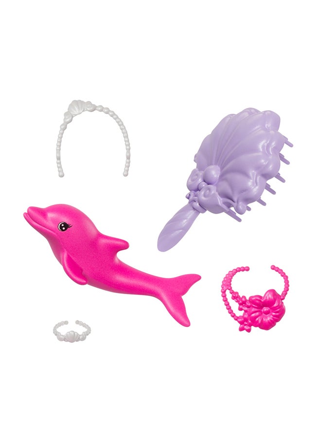 Mermaid Doll, “Malibu” With Pink Hair, Styling Accessories, Pet Dolphin And Water-Activated Color Change Feature