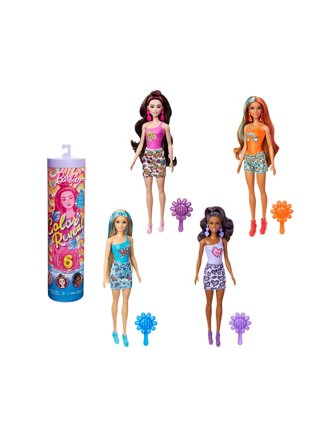 Color Reveal Doll & Accessories With 6 Unboxing Surprises, Rainbow-Inspired Series With Color-Change Bodice, 1960S Themes