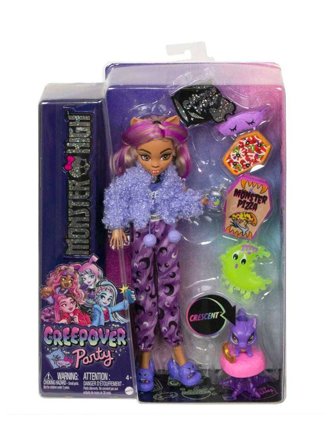 Doll And Sleepover Accessories, Clawdeen Wolf  Doll With Pet Dog Crescent , Creepover Party