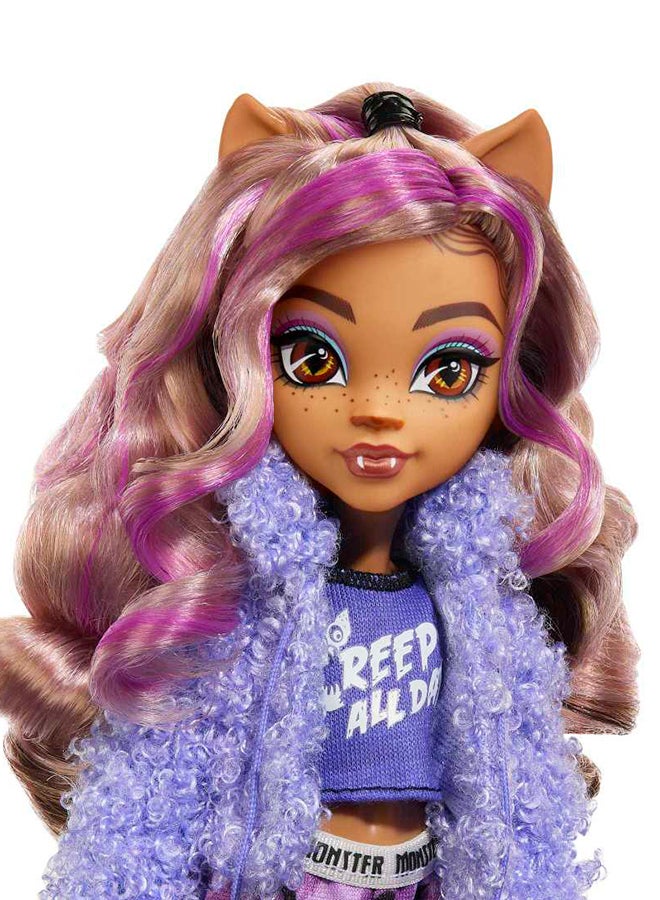 Doll And Sleepover Accessories, Clawdeen Wolf  Doll With Pet Dog Crescent , Creepover Party