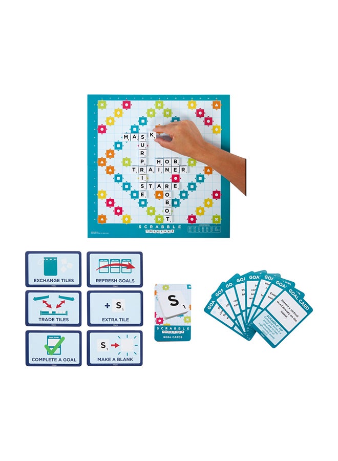 Original Scrabble Two-in-One Game: Classic Scrabble & Scrabble Together for Cooperative Play, Family Word Game, Includes 50 Goal Cards that Teach Scrabble Basics, Ages 10+