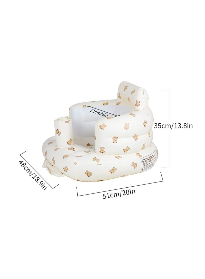 Baby Inflatable Seat for Babies 3 to 36 Months Soft and Safe Adorable Bear Cub Design Perfect for Sitting Up Playing and Bathing Ideal Gift for Newborns and Expectant Mothers