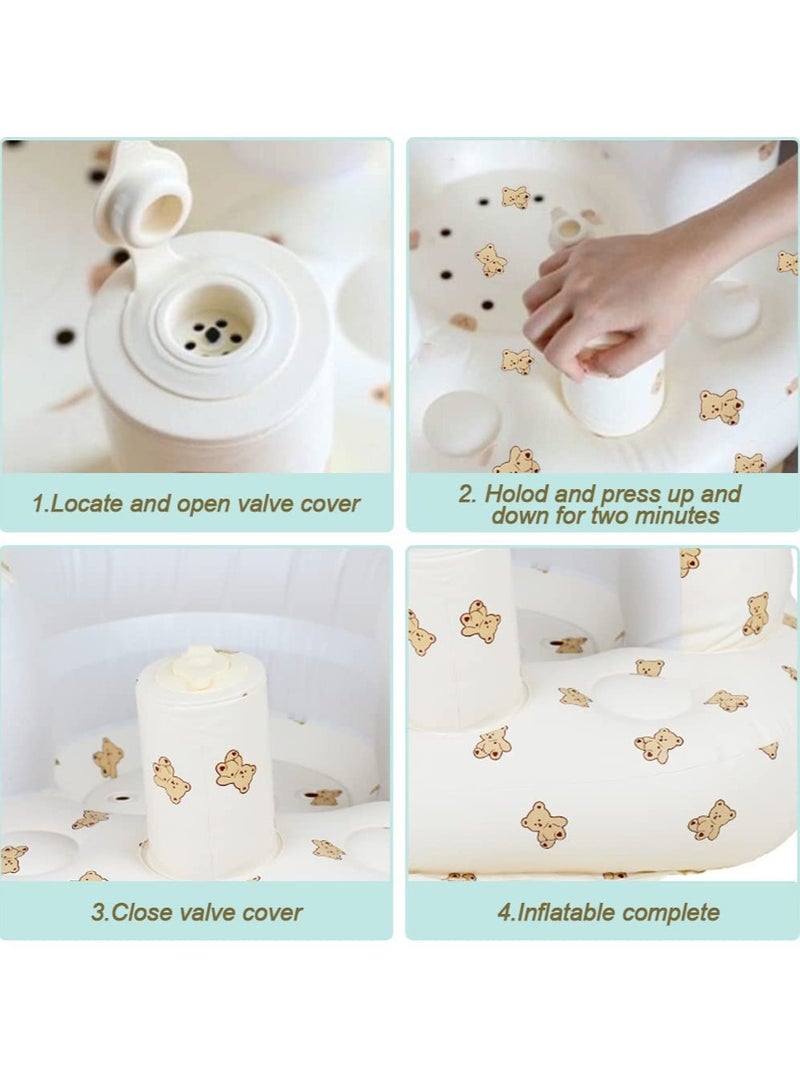 Baby Inflatable Seat for Babies 3 to 36 Months Soft and Safe Adorable Bear Cub Design Perfect for Sitting Up Playing and Bathing Ideal Gift for Newborns and Expectant Mothers
