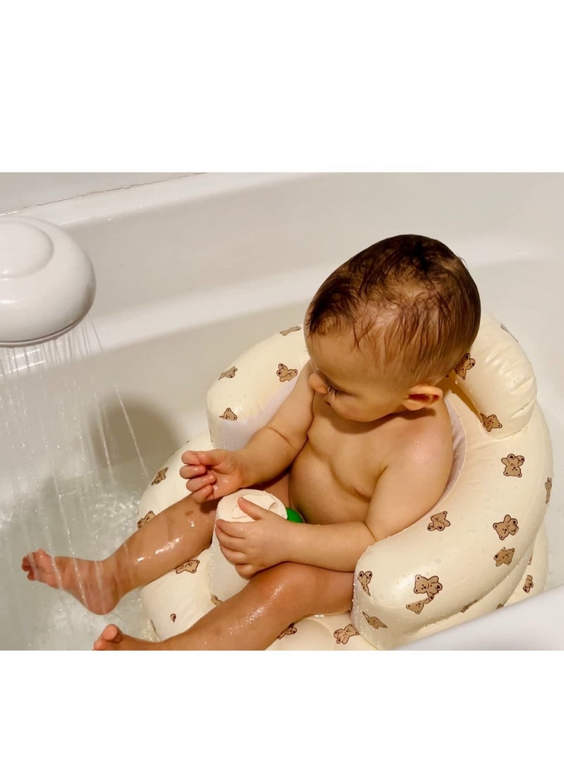 Baby Inflatable Seat for Babies 3 to 36 Months Soft and Safe Adorable Bear Cub Design Perfect for Sitting Up Playing and Bathing Ideal Gift for Newborns and Expectant Mothers
