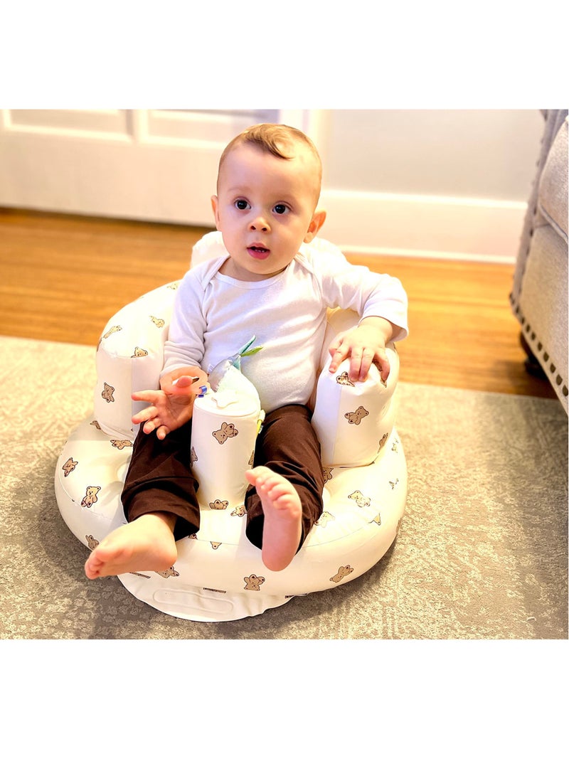 Baby Inflatable Seat for Babies 3 to 36 Months Soft and Safe Adorable Bear Cub Design Perfect for Sitting Up Playing and Bathing Ideal Gift for Newborns and Expectant Mothers