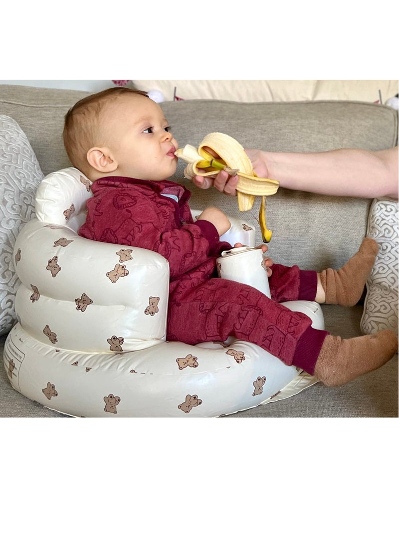 Baby Inflatable Seat for Babies 3 to 36 Months Soft and Safe Adorable Bear Cub Design Perfect for Sitting Up Playing and Bathing Ideal Gift for Newborns and Expectant Mothers
