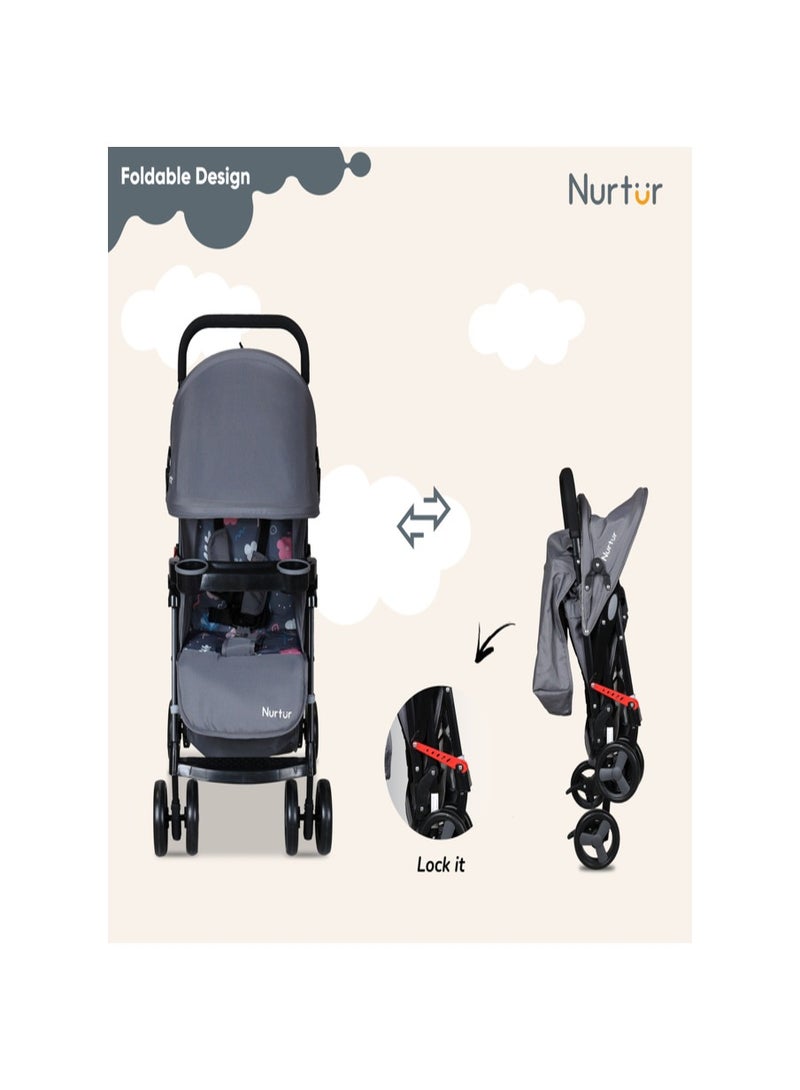 Ryder Lightweight Baby Stroller Storage Basket Detachable Food Tray 5 point harness Adjustable Canopy Adjustable Reclining Seat and Leg rest 0 to 36 months Official Nurtur Product