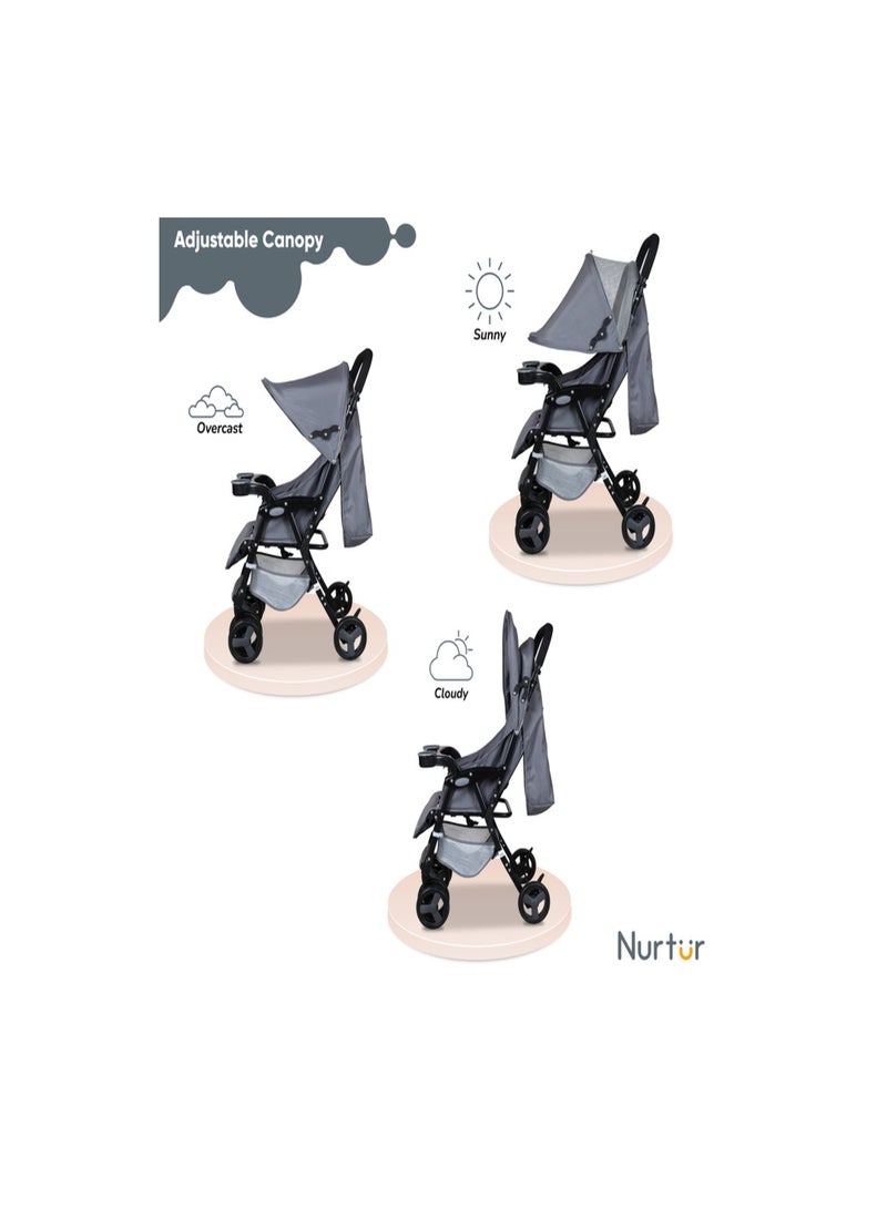 Ryder Lightweight Baby Stroller Storage Basket Detachable Food Tray 5 point harness Adjustable Canopy Adjustable Reclining Seat and Leg rest 0 to 36 months Official Nurtur Product
