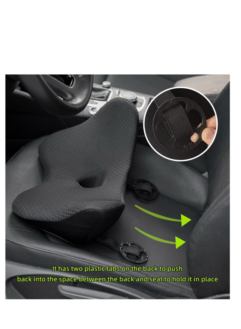 Wedge Car Seat Cushion, Memory Foam Car Cushions for Driving, for Driving, Sciatica & Lower Back Pain Relief, Adults Seat Cushion for Car Seat Driver,Truck,Office Chair (Balck)