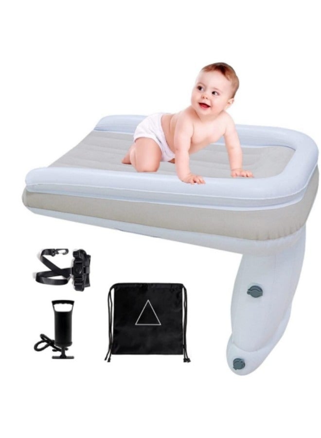 Toddler Travel Bed Inflatable Toddler Airplane Bed Kids Bed Airplane Inflatable Bed Kids Car Seat Extender Toddler Air Mattress with Hand Pump Travel Bag Safety Belt