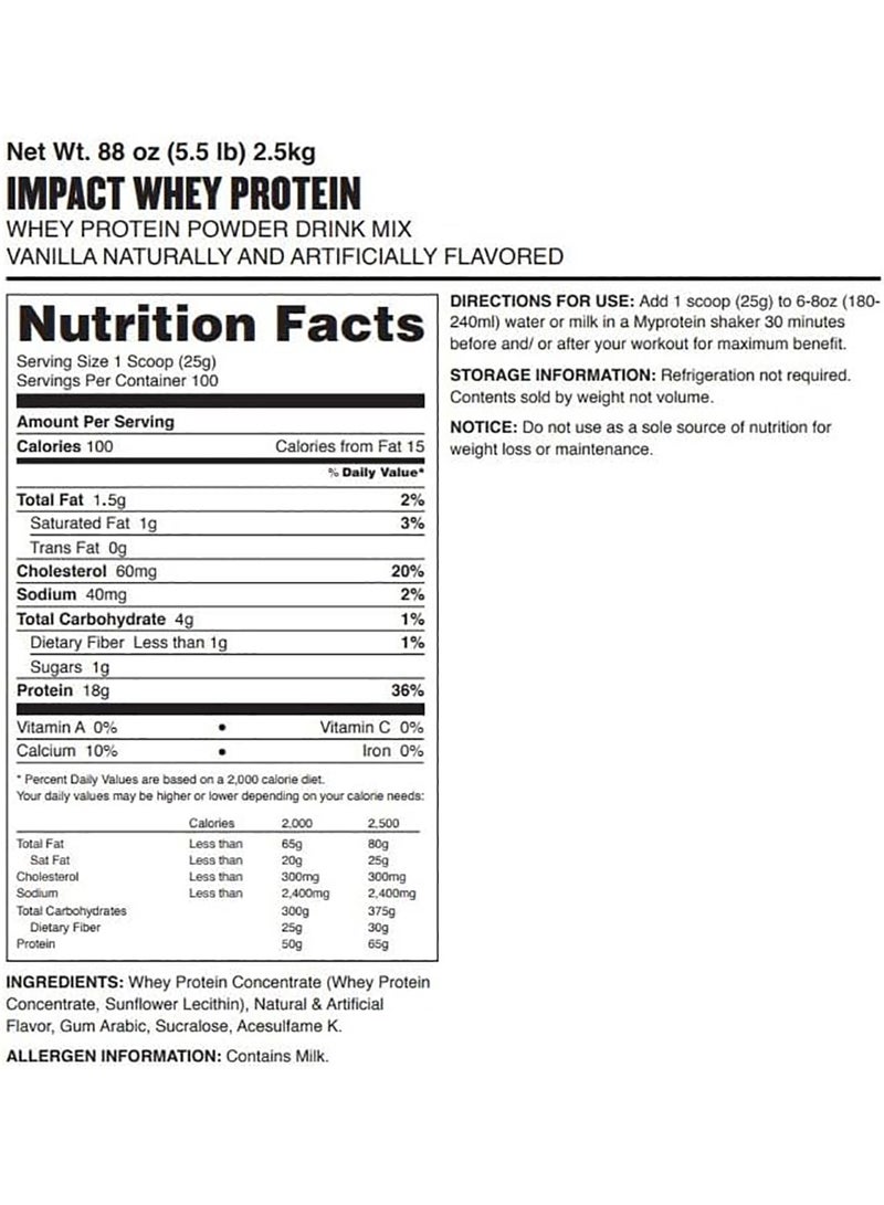 My Protein Impact Whey Protein Vanilla 2.5Kg