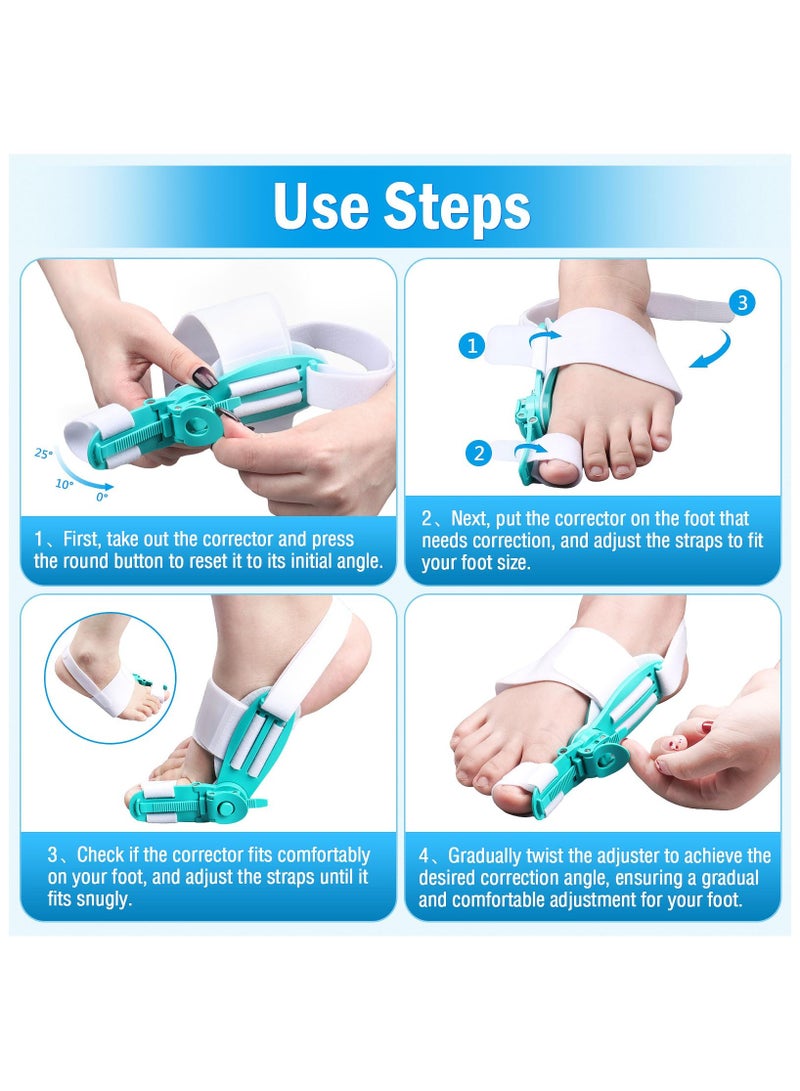 Bunion Corrector for Women & Men, Big Toe Adjustable Knob Bunion Splint for Bunion Relief, Orthopedic Toe Straightener with Anti-slip Heel Strap, Suitable for Left and Right Feet