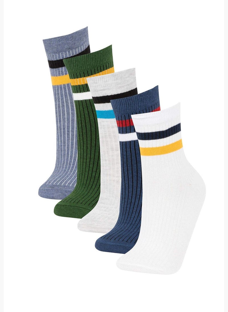 5 Pack Striped Long Socks
