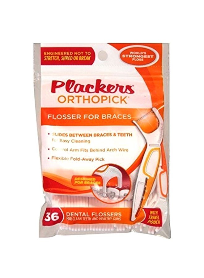 Pack Of 36 Orthopick Dental Flosser Orange/White