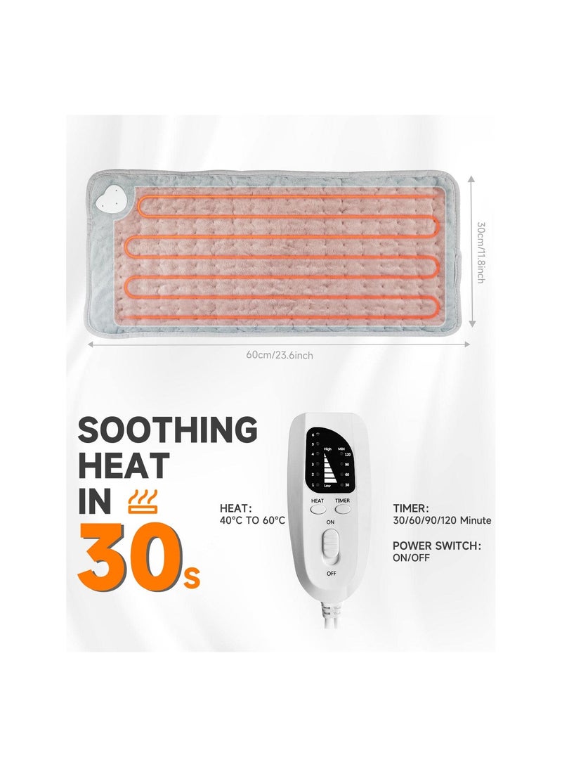 Electric Heating Pad for Back Pain & Cramps Relief, 30 x 60cm USB Heat Mat, Auto Shut Off, Fast Heating Technology, Portable Car Travel Electric Warm Heat Mat, Crystal Fleece Safe Heated Pad