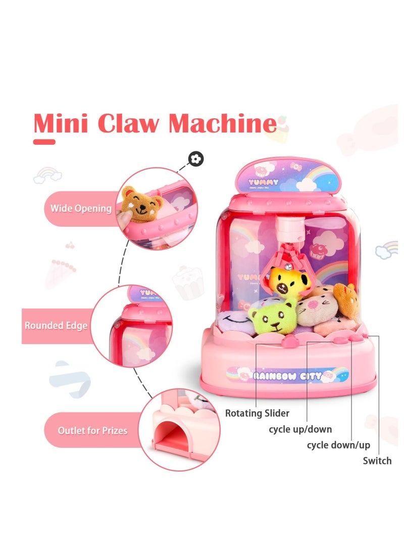 Claw Machine for Kids,Electronic Arcade Game Indoor Toy with Music Light, Mini Vending Machine Girl Toys, Candy Grabber Toys,Suitable for 3 5 6 7 9 year old Kids Birthday Gift (6 Mini Dolls)